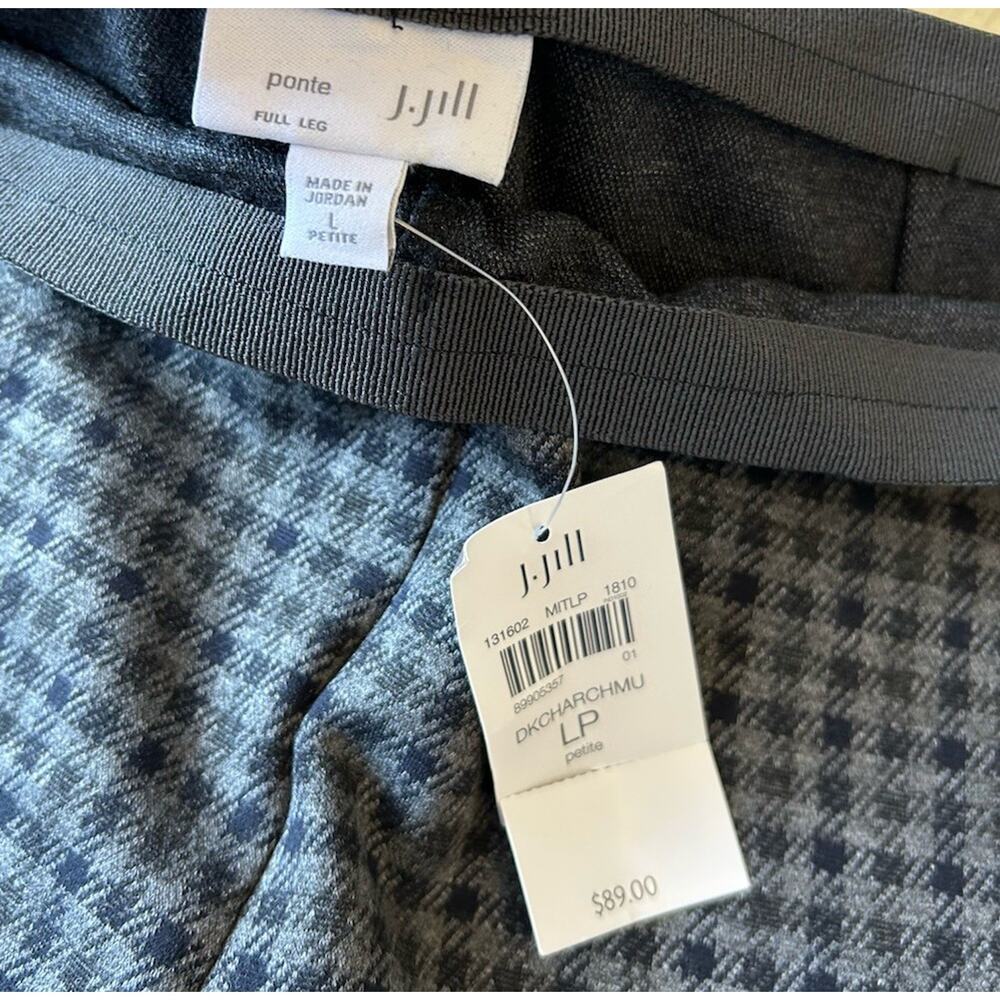 NWT J Jill Checker Plaid stretch wide leg pants petite L career comfy casual $89 - Picture 3 of 15